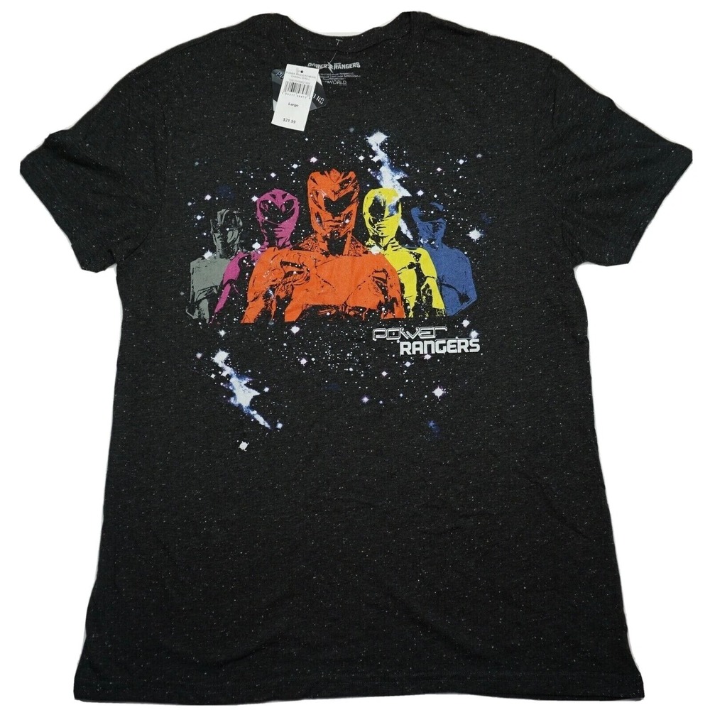 Saban's Power Rangers Movie Men Large Black Nep Bioworld T-Shirt NEW